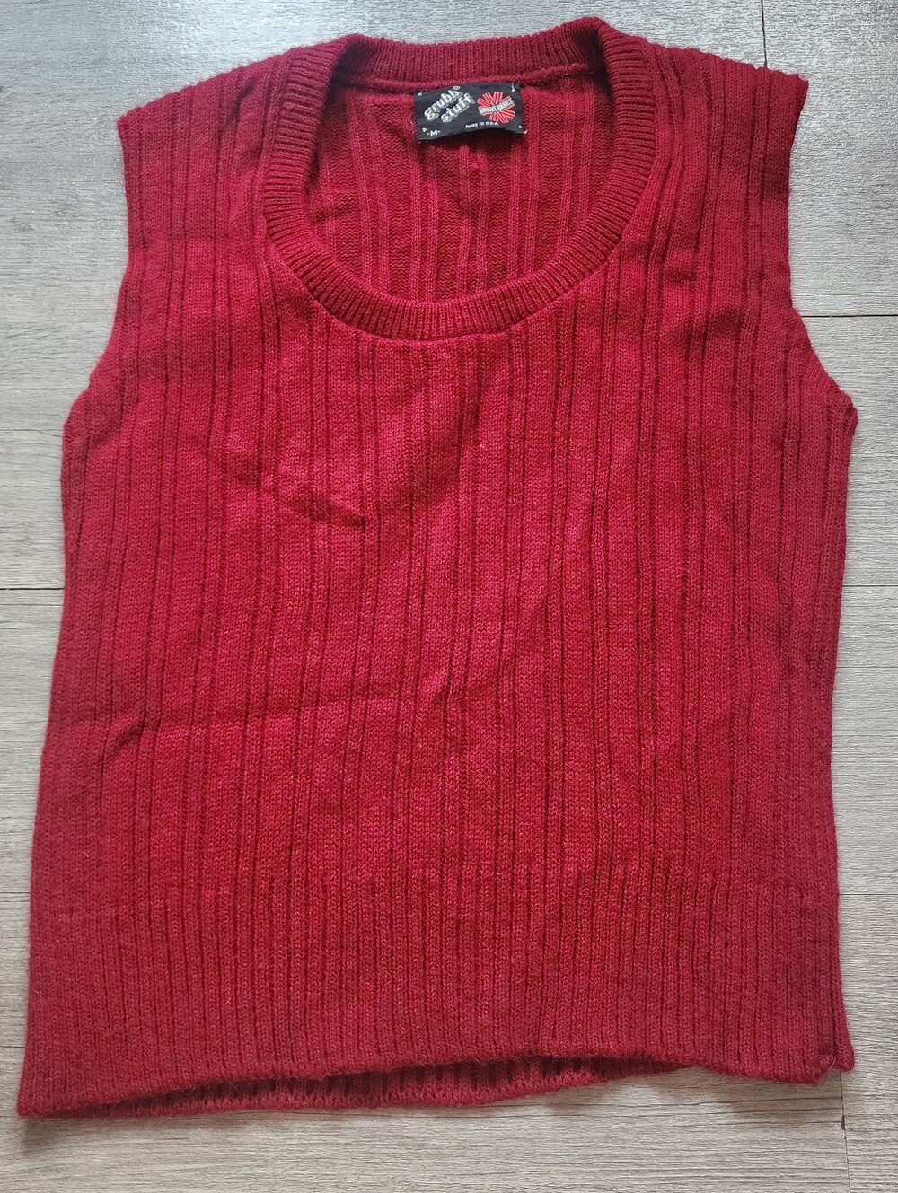 Vintage Robert Bruce Grubb Stuff Red Sleeveless Knit Sweater Vest Size Medium